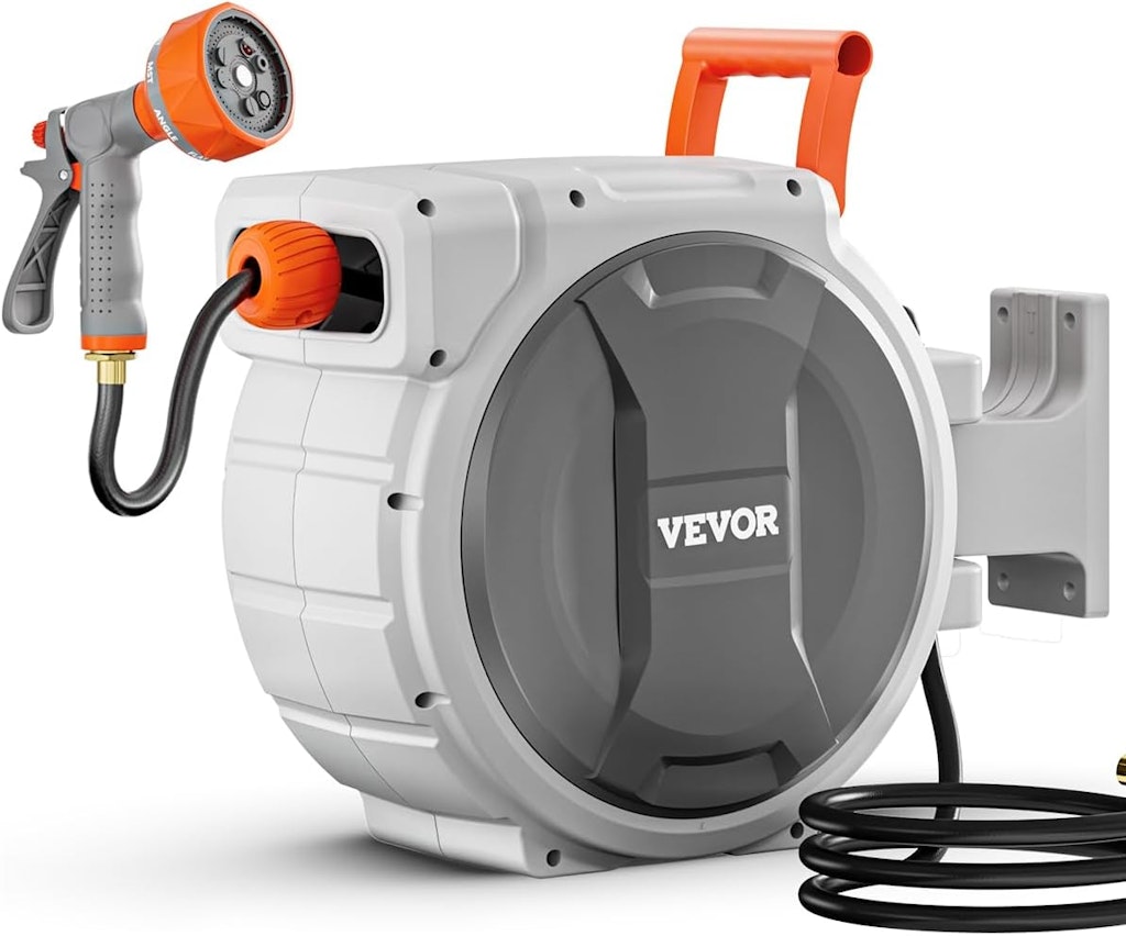 Vevor 1/2" x 84-Foot Retractable Wall-Mounted Garden Hose Reel: $53