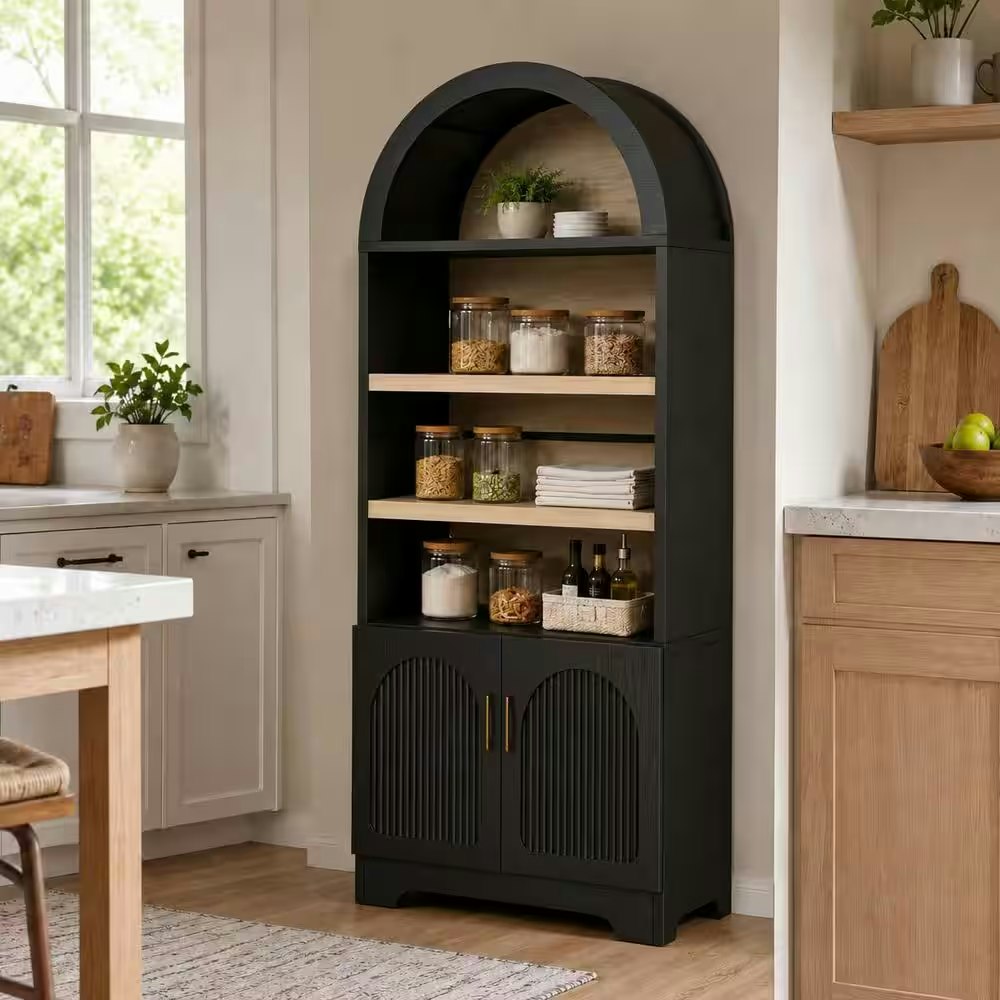 Bestier Arched Pantry Cabinet w/ Door Storage Base & Adjustable Shelves: $196
