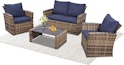 EarlGrove 4-Piece Wicker Patio Conversation Set w/ Cushions for $320 + free shipping
