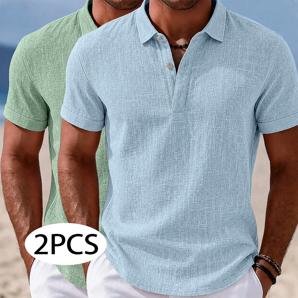 Lightweight Linen Polo Shirts 2-Pack: $17