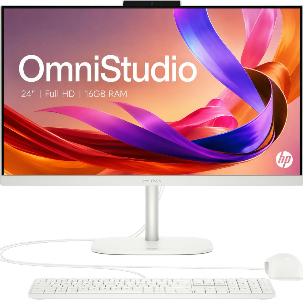 HP OmniStudio Intel Quad-Core 24" All-in-One Desktop PC: $600