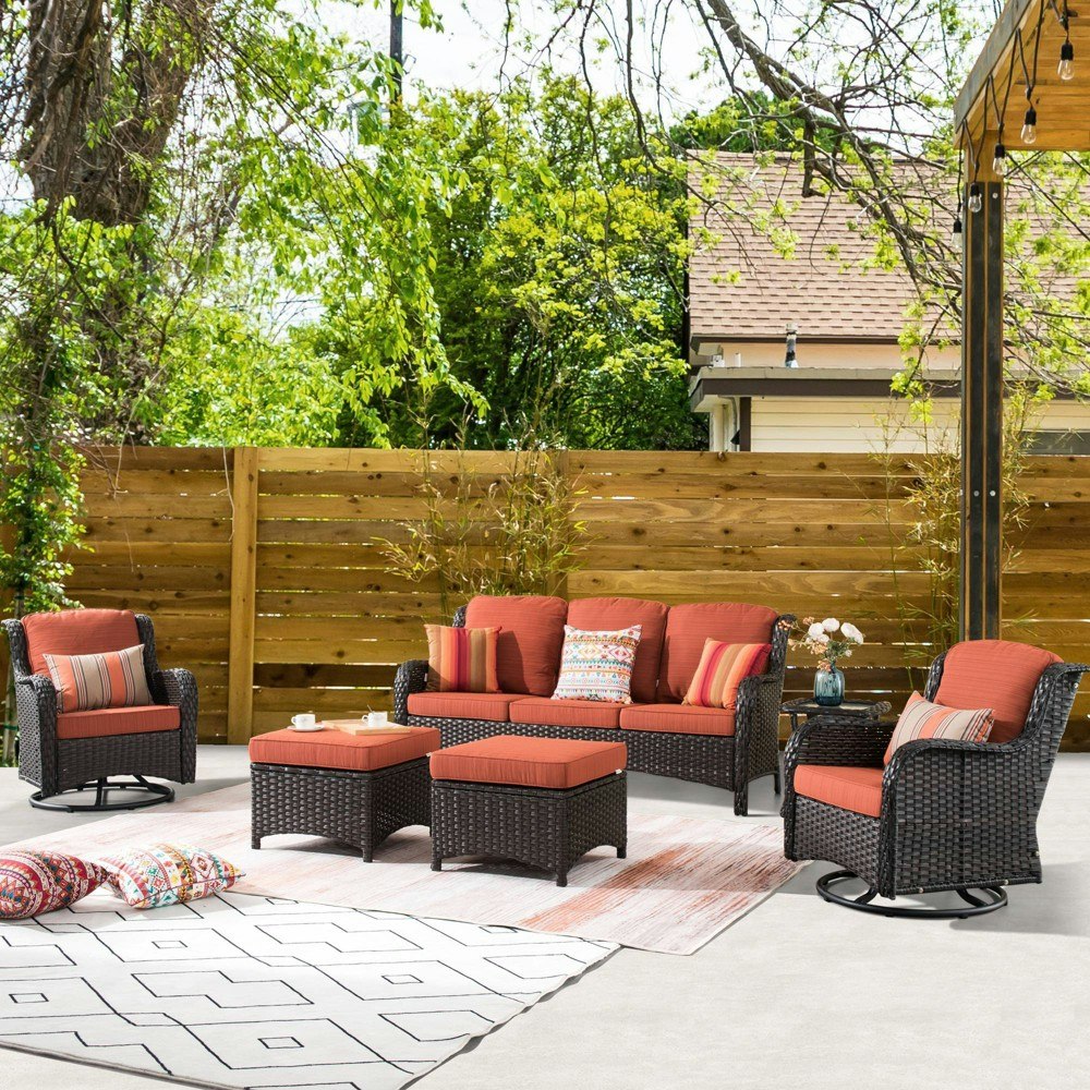 Ovios Orlando 6-Piece Wicker Outdoor Patio Conversation Set: $1,169.99