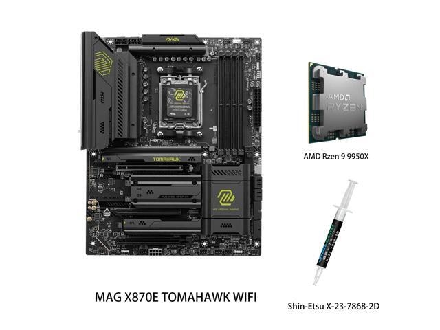 MSI MAG X870E Tomahawk WiFi Motherboard and AMD Ryzen 9 9950X CPU Combo: $1,299.99 MSI MAG X870E Tomahawk WiFi Motherboard and AMD Ryzen 9 9950X CPU Combo: $1,299.99