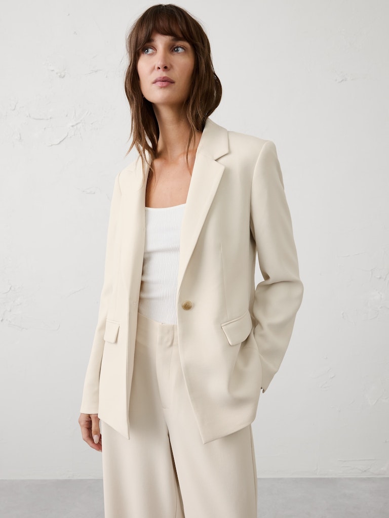 Crepe Long Blazer: $100 Crepe Long Blazer: $100