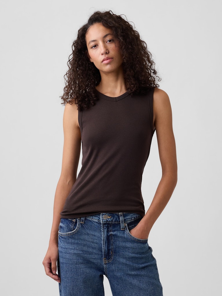 Ribbed High-Neck Tank Top: $12.49