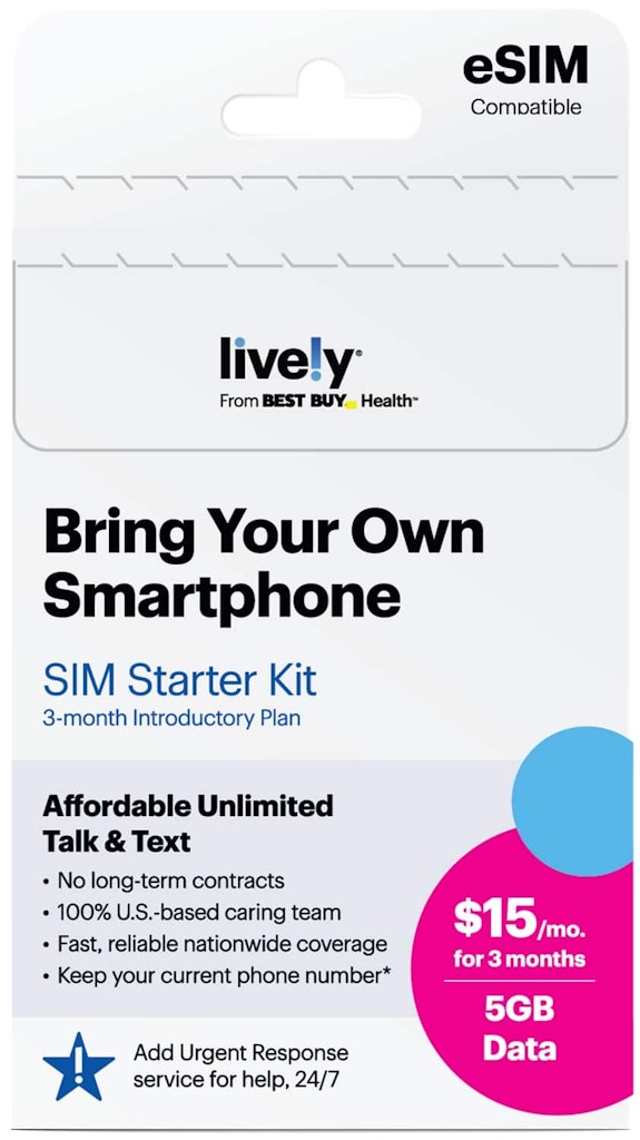 Lively 3-Month SIM/eSIM Service Plan: $30 Lively 3-Month SIM/eSIM Service Plan: $30