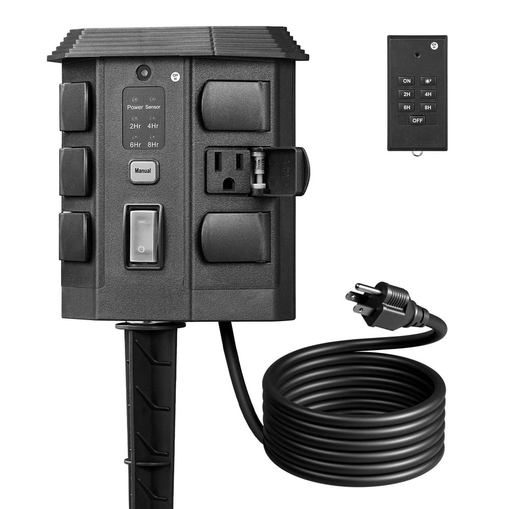Dewenwils 6-Outlet Outdoor Power Stake Timer with Photocell Sensor: $27.90