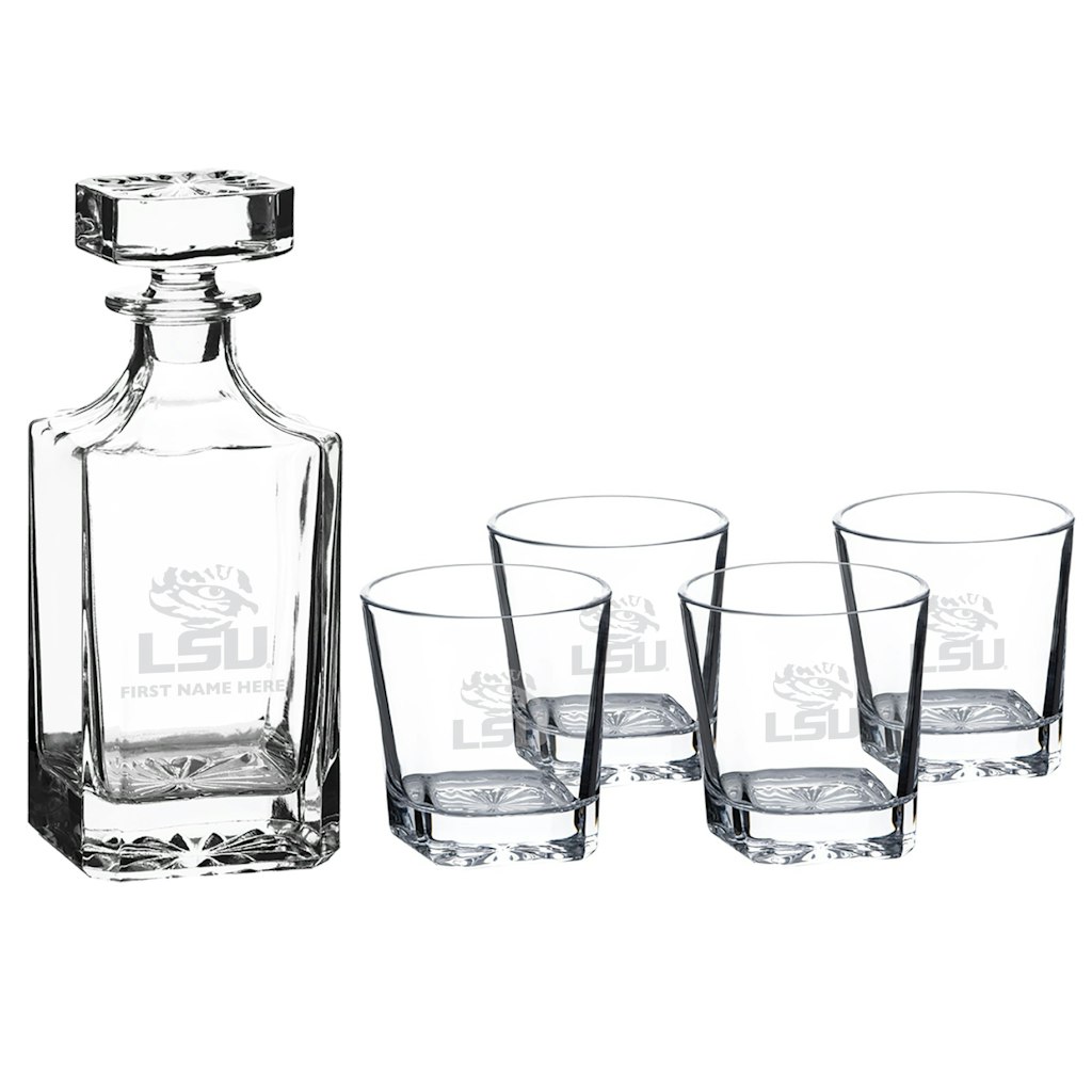 LSU Tigers 5-Piece Personalized Decanter Set: $199.99 LSU Tigers 5-Piece Personalized Decanter Set: $199.99