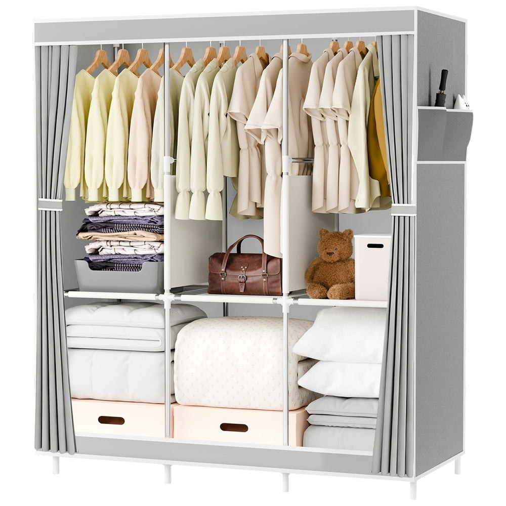 Portable Closet Organizer and Storage with 3 Hanging Rods and 6 Shelves: $28.37