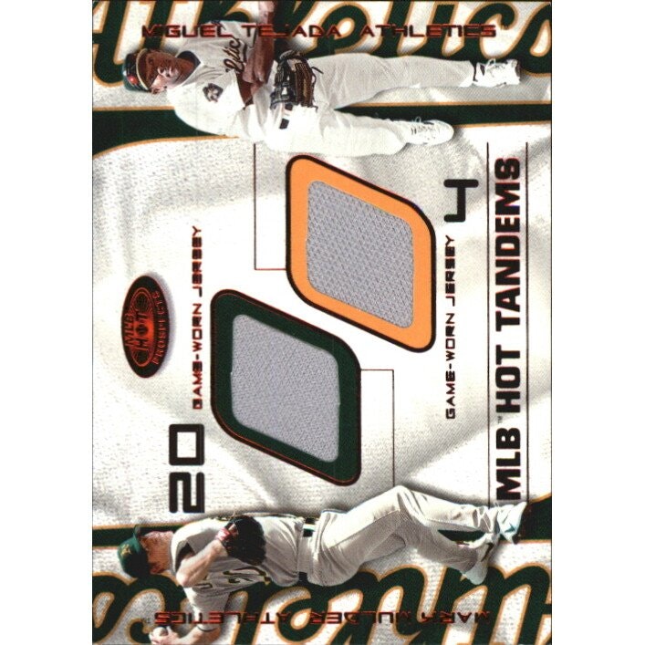 2002 Hot Prospects Mark Mulder and Miguel Tejada Red Hot Tandems Jersey Card: $18 2002 Hot Prospects Mark Mulder and Miguel Tejada Red Hot Tandems Jersey Card: $18