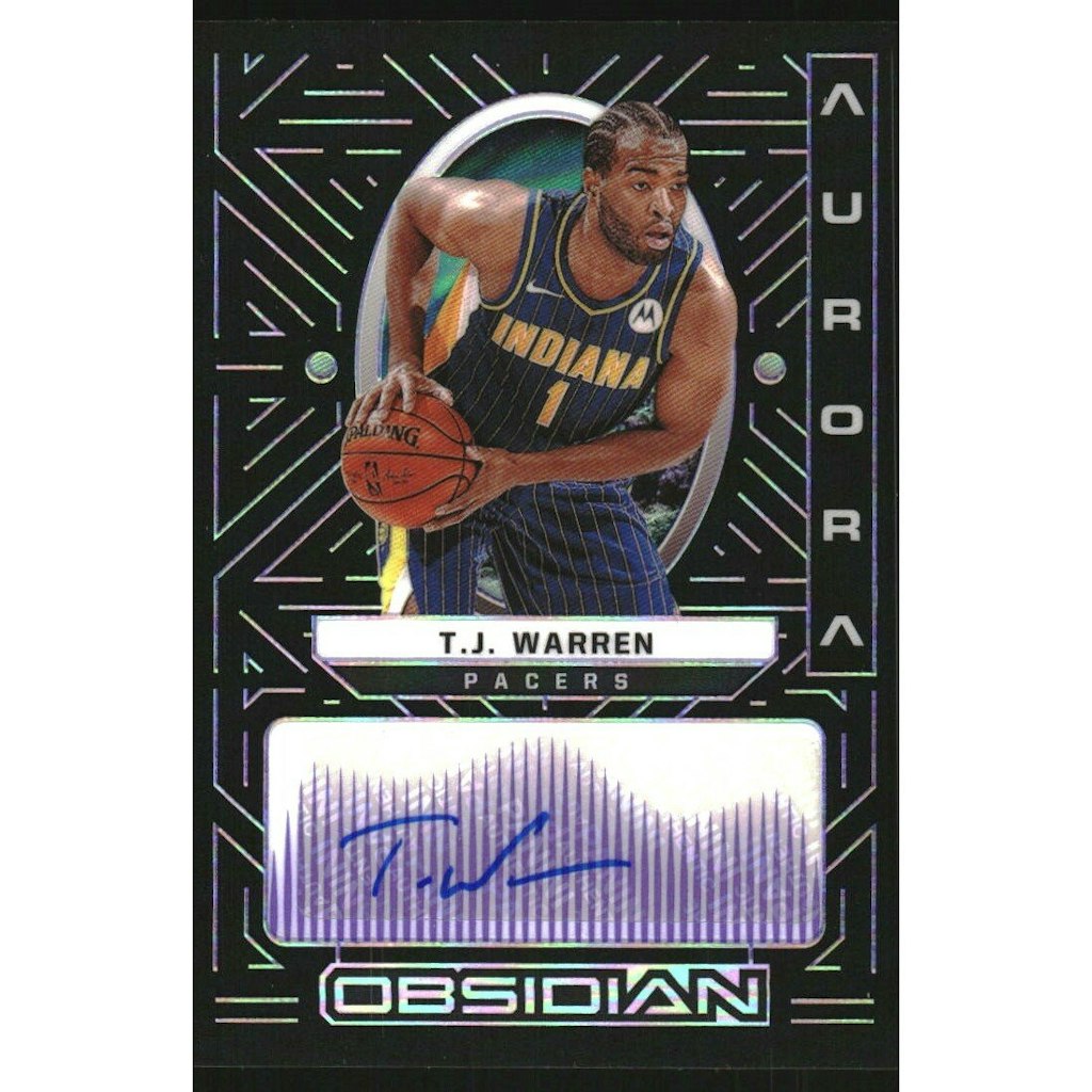 2021-22 Panini Obsidian Aurora Autographs T.J. Warren #48 Purple Parallel: $10.80 2021-22 Panini Obsidian Aurora Autographs T.J. Warren #48 Purple Parallel: $10.80