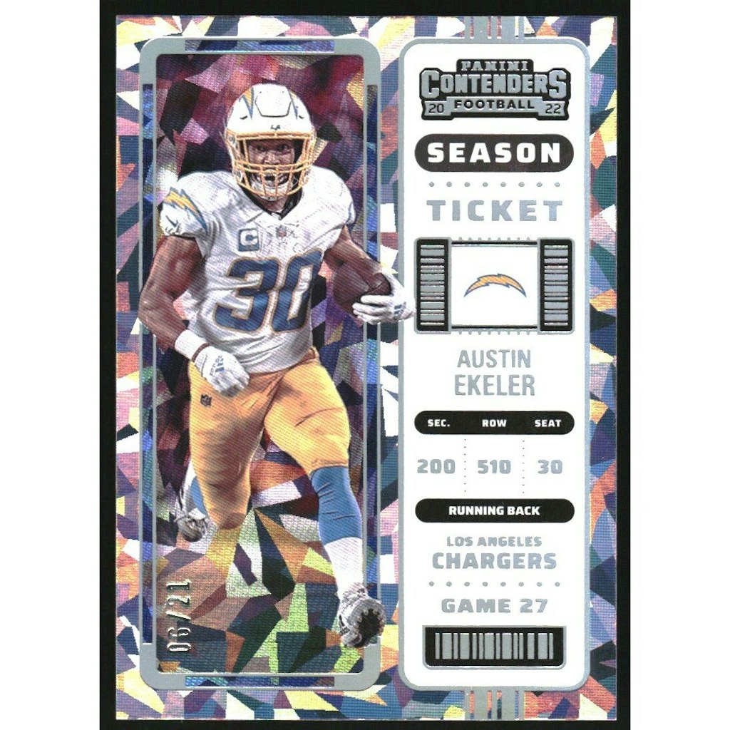 2022 Panini Contenders Cracked Ice Austin Ekeler Trading Card: $10.80 2022 Panini Contenders Cracked Ice Austin Ekeler Trading Card: $10.80