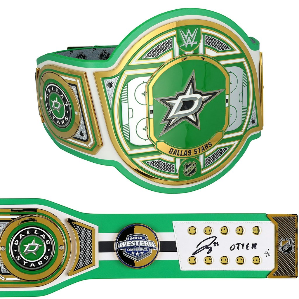 Jake Oettinger Autographed Dallas Stars WWE Legacy Title Belt: $999.99 Jake Oettinger Autographed Dallas Stars WWE Legacy Title Belt: $999.99