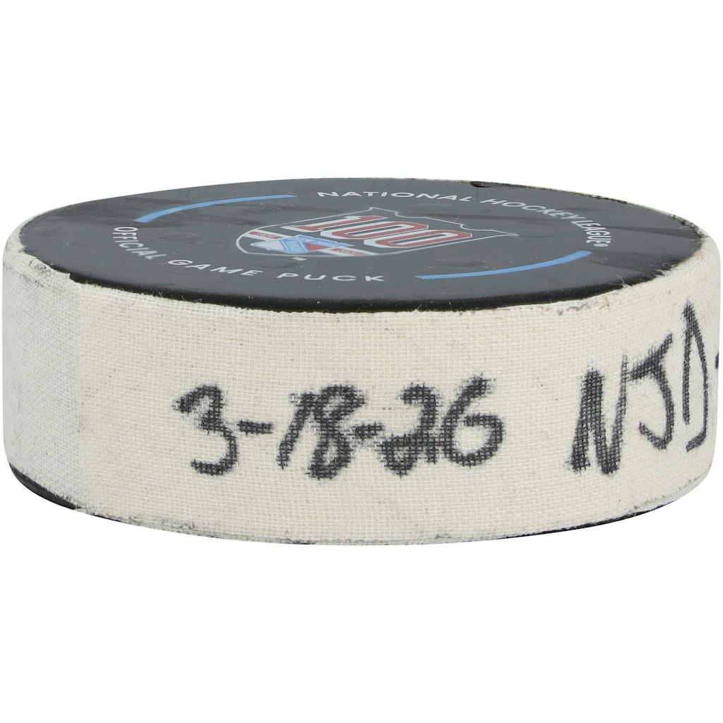Timo Meier New Jersey Devils Game-Used Goal Puck: $399.99 Timo Meier New Jersey Devils Game-Used Goal Puck: $399.99