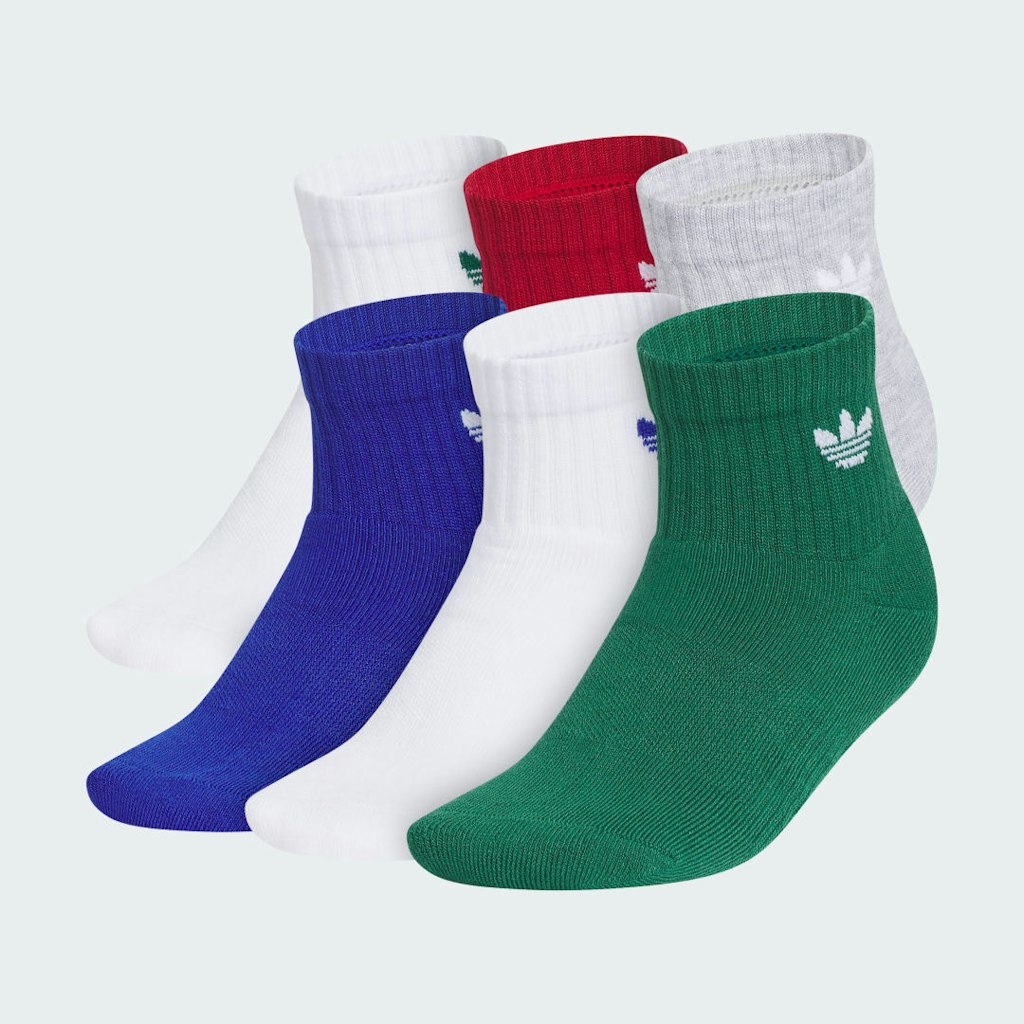 Adidas Youth Trefoil 2.0 Quarter Socks 6-Pack: $16