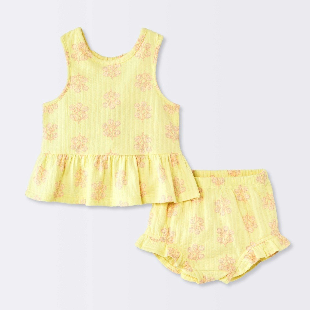Cloud Island Baby Girls' Floral Peplum Tank Top and Ruffle Shorts Set 12M: $12 Cloud Island Baby Girls' Floral Peplum Tank Top and Ruffle Shorts Set 12M: $12