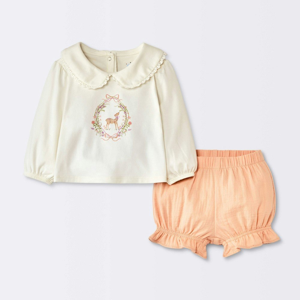 Cloud Island Baby Girls' Deer Long Sleeve and Shorts Set 0-3M: $16 Cloud Island Baby Girls' Deer Long Sleeve and Shorts Set 0-3M: $16
