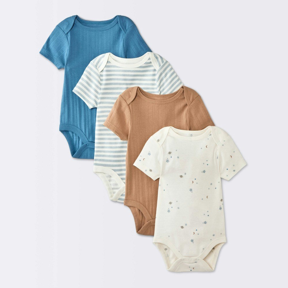 Cloud Island Baby Boys' Ribbed Bodysuits 4-Pack: $12 Cloud Island Baby Boys' Ribbed Bodysuits 4-Pack: $12