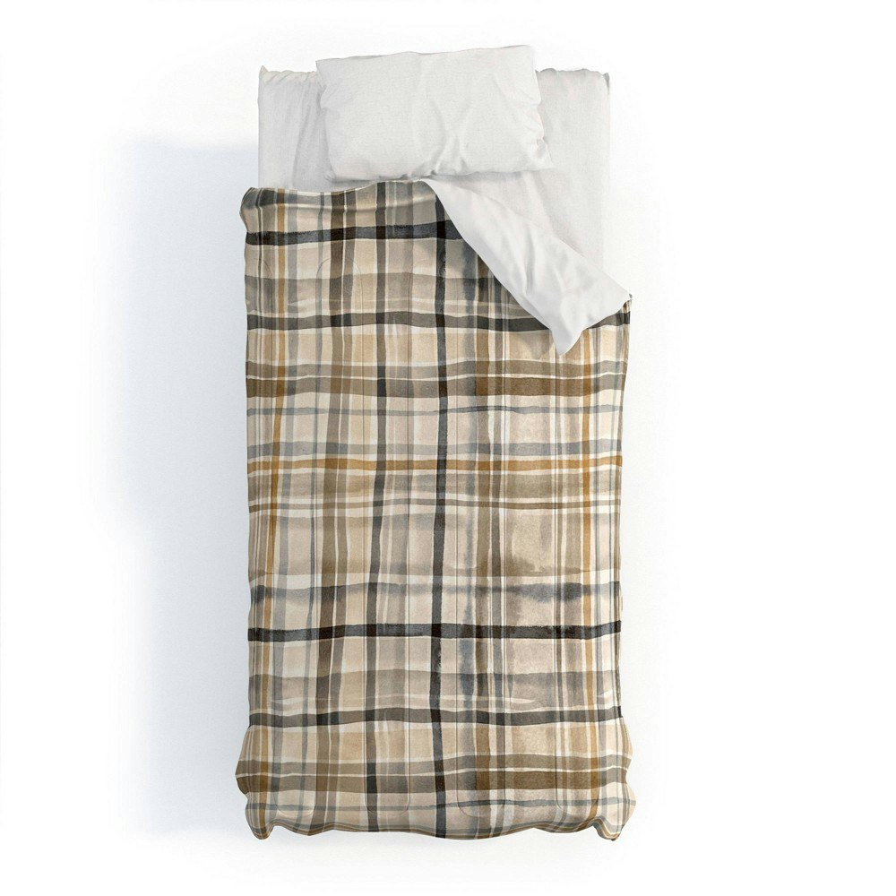 Deny Designs Ninola Design Gingham Watercolor Gold Striped Comforter Bedding Set 3-Piece: $239.99 Deny Designs Ninola Design Gingham Watercolor Gold Striped Comforter Bedding Set 3-Piece: $239.99