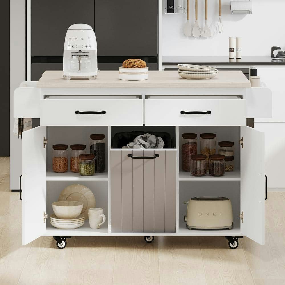 51-inch Rolling Kitchen Island Cart with Drop Leaf and Tilt-out Trash Can: $282.27 51-inch Rolling Kitchen Island Cart with Drop Leaf and Tilt-out Trash Can: $282.27