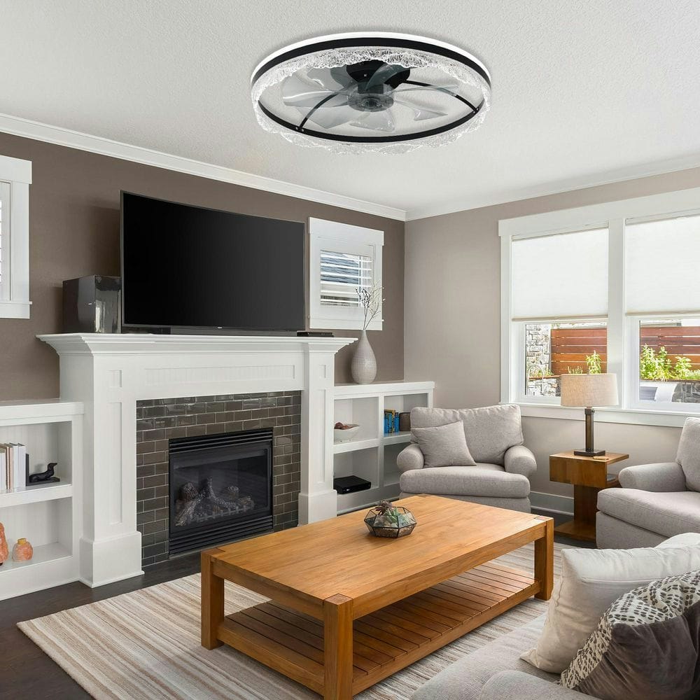 24-Inch Black Indoor Flush Mount Ceiling Fan with LED Light: $147.94 24-Inch Black Indoor Flush Mount Ceiling Fan with LED Light: $147.94