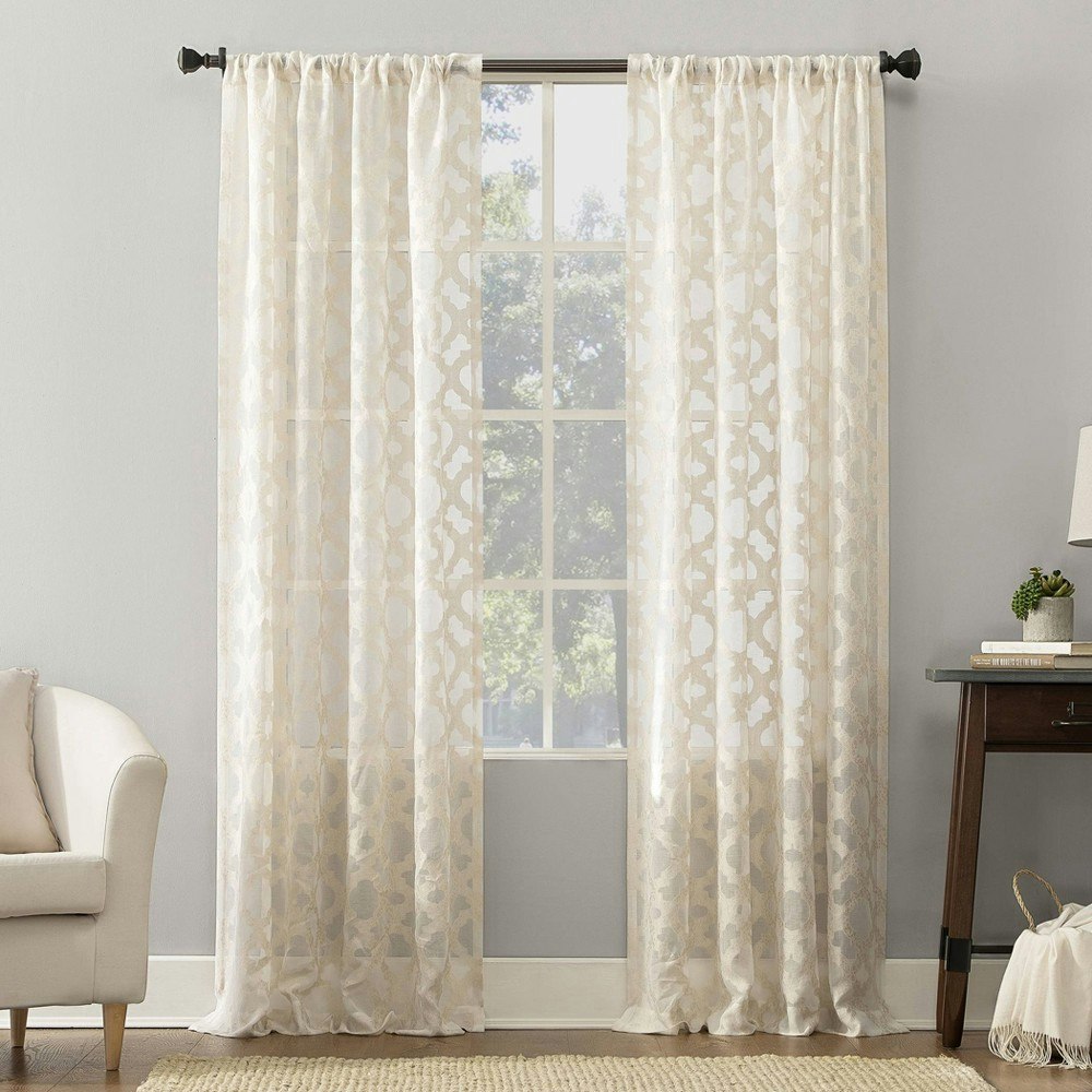 No. 918 Yvette 52"x84" Trellis Jacquard Sheer Curtain Panel: $11.29