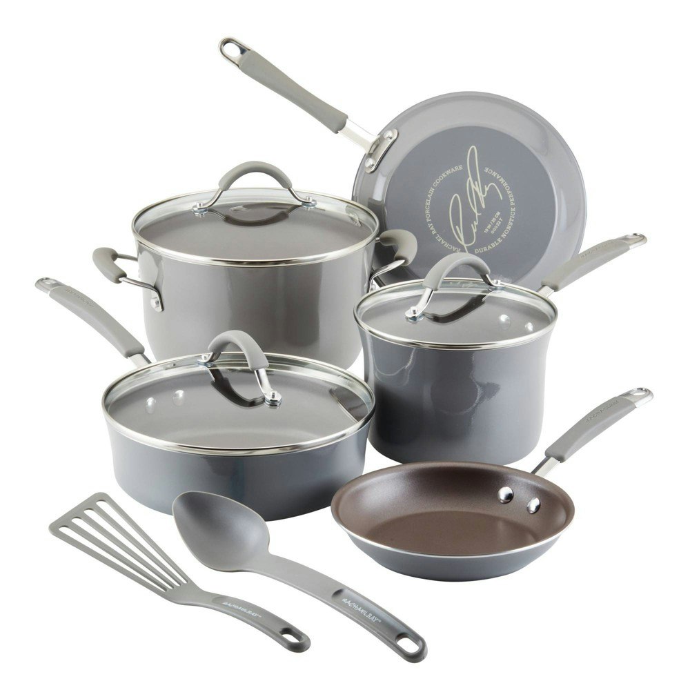 Rachael Ray Cucina 10-Piece Porcelain Enamel Nonstick Cookware Set: $149.99