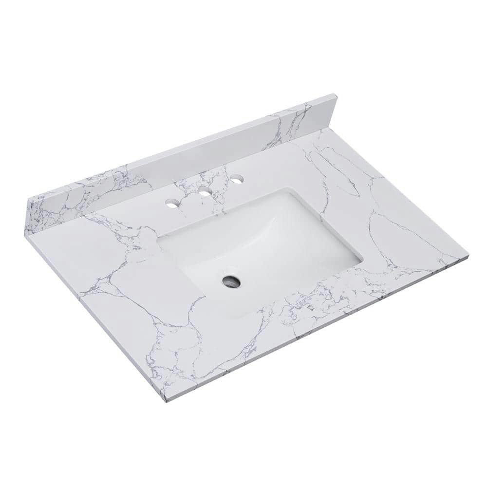 37" x 22" Engineered Stone Vanity Top with Integrated Sink: $349.74 37" x 22" Engineered Stone Vanity Top with Integrated Sink: $349.74