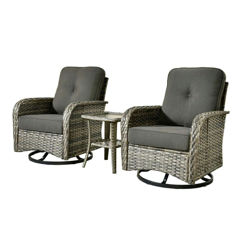 Melora 3-Piece Wicker Outdoor Recliner Swivel Rocking Chair Set: $376.21 Melora 3-Piece Wicker Outdoor Recliner Swivel Rocking Chair Set: $376.21