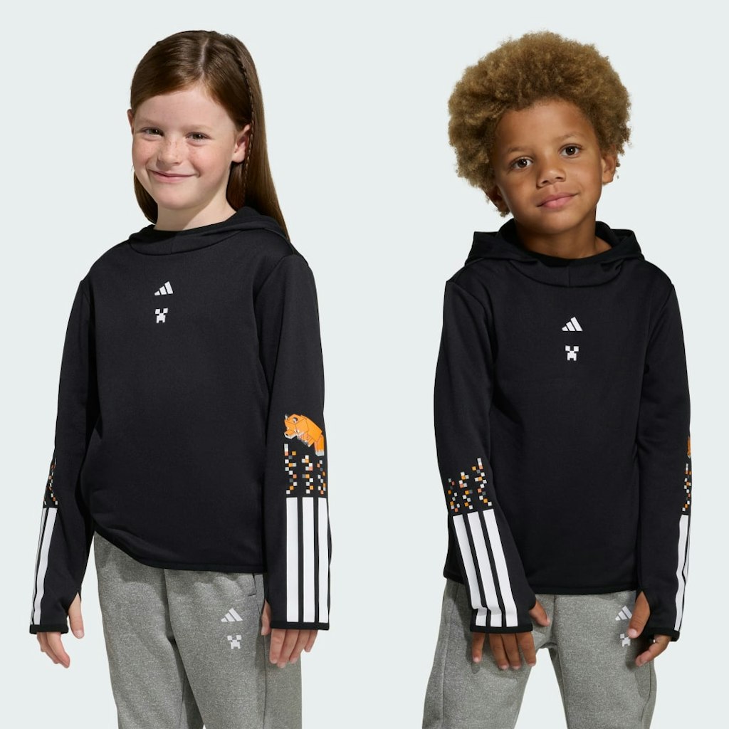 Adidas Minecraft 3-Stripes Training Hoodie: $36 Adidas Minecraft 3-Stripes Training Hoodie: $36