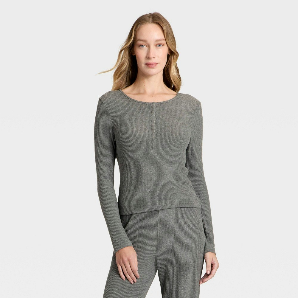 Auden Women's Ribbed Long Sleeve Henley Pullover: $25