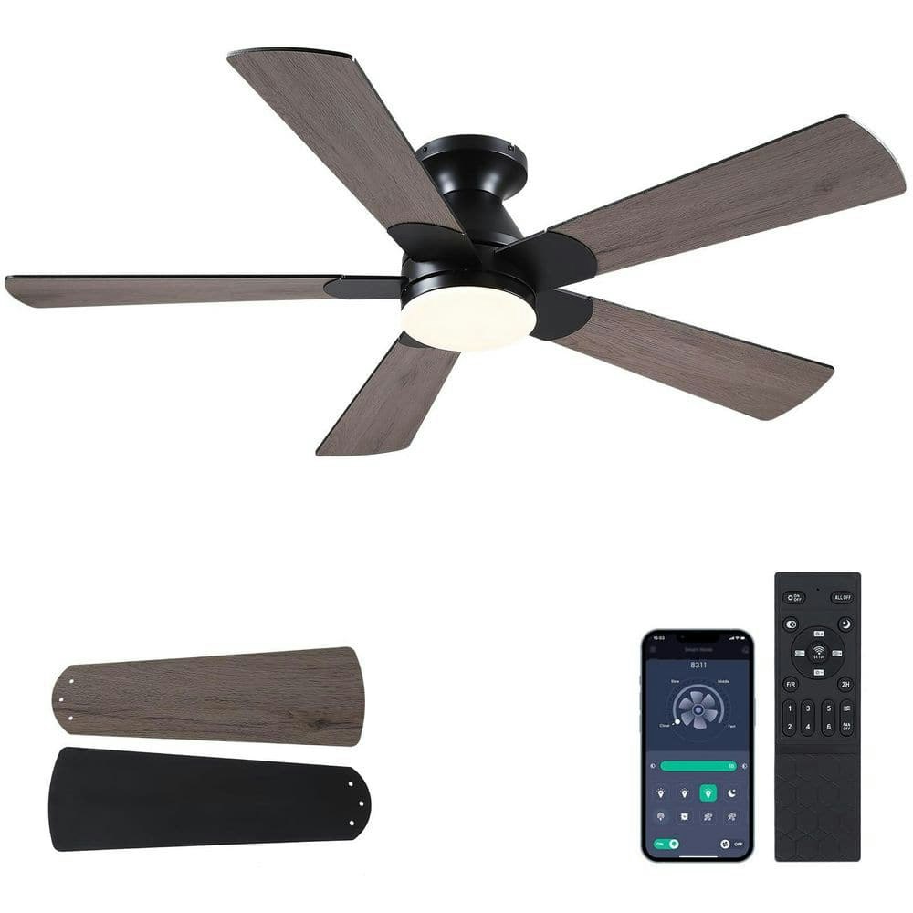 52-Inch Flush Mount Indoor/Outdoor Ceiling Fan with LED Light: $133.59 52-Inch Flush Mount Indoor/Outdoor Ceiling Fan with LED Light: $133.59
