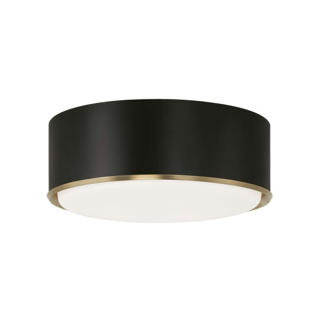 Carlton 16-inch 3-Light Matte Black and Brass Semi Flush Mount Light: $228