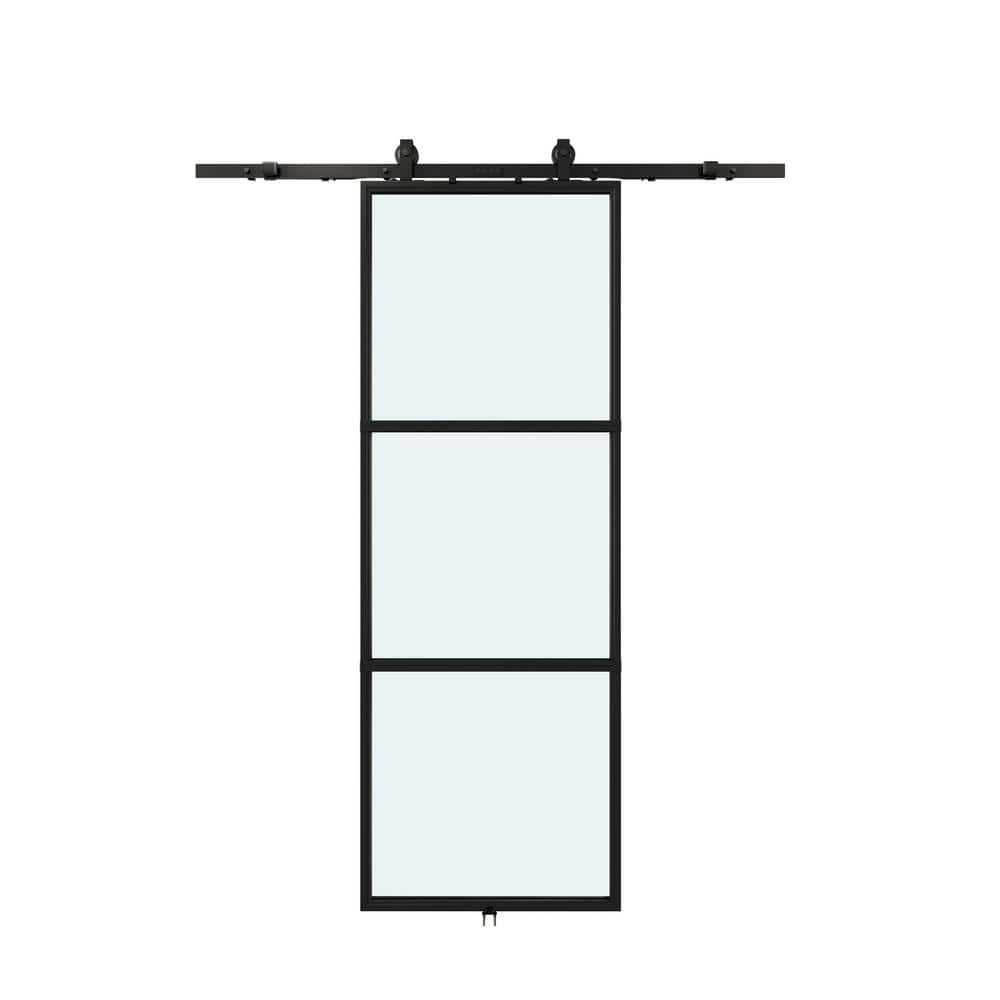 30" x 84" Paneled Glass Sliding Barn Door with Hardware Kit: $144.99 30" x 84" Paneled Glass Sliding Barn Door with Hardware Kit: $144.99