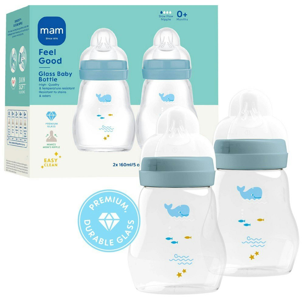 MAM Feel Good Glass Baby Bottle 6-oz. 2-Pack: $19.99 MAM Feel Good Glass Baby Bottle 6-oz. 2-Pack: $19.99
