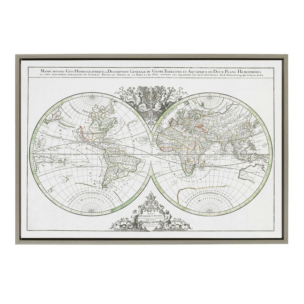 Sylvie 23" x 33" Vintage World Map Framed Wall Canvas: $76.99 Sylvie 23" x 33" Vintage World Map Framed Wall Canvas: $76.99