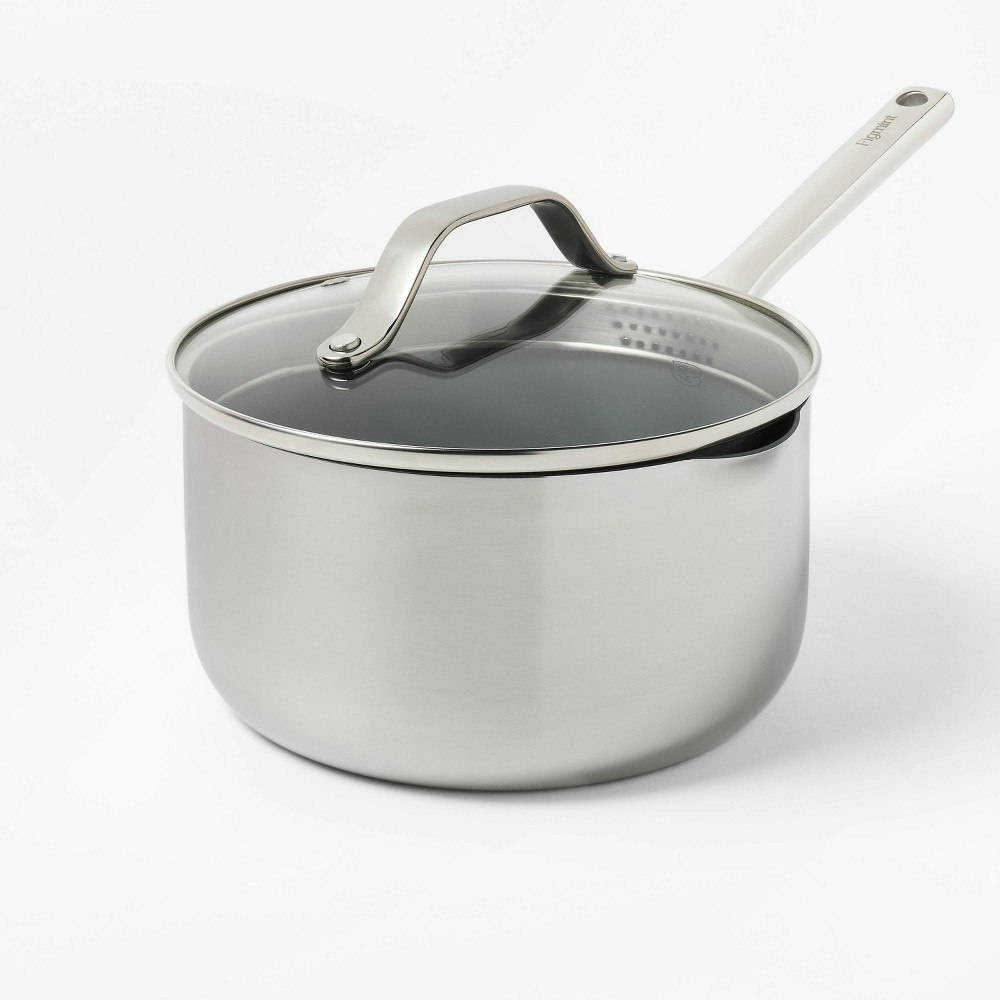 Figmint 3-Quart Ceramic Nonstick Stainless Steel Saucepan: $28 Figmint 3-Quart Ceramic Nonstick Stainless Steel Saucepan: $28