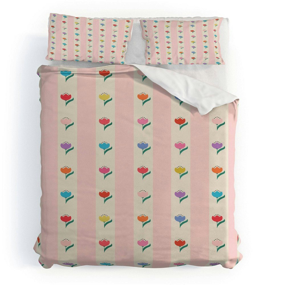 Deny Designs Showmemars Cheery Tulips Full/Queen Duvet and Sham 3-Piece Set: $199.99 Deny Designs Showmemars Cheery Tulips Full/Queen Duvet and Sham 3-Piece Set: $199.99