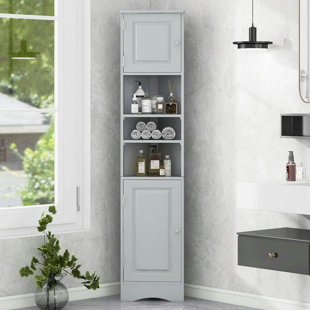 15" x 9" x 67" Gray MDF Linen Cabinet: $208.99