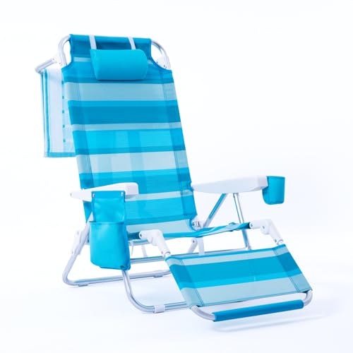 5-Position Reclining Beach Chair with Footrest: $74.39 5-Position Reclining Beach Chair with Footrest: $74.39