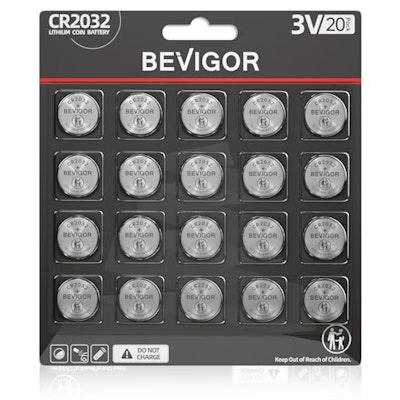 Bevigor CR2032 3V Lithium Coin Battery 20-Pack for $3 + free shipping w/ Prime