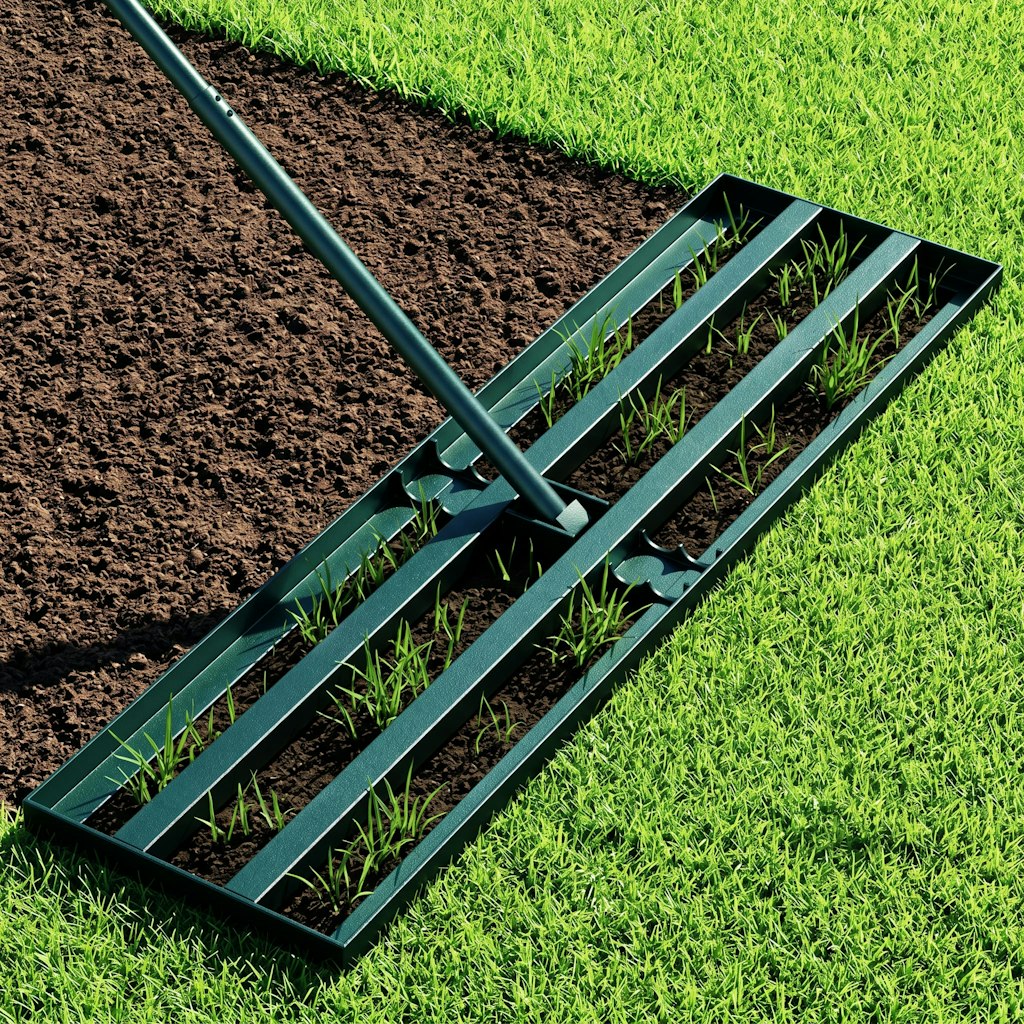 Stainless Steel 30" x 10" Lawn Leveling Rake w/ 70" Adjustable Handle: $20