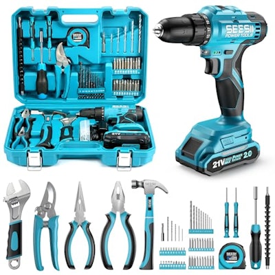 Seesii 21V 190-Piece Power Drill Tool Kit for $38 + free shipping