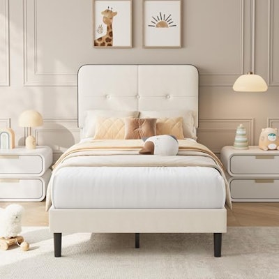 Cabihome Twin Upholstered Velvet Platform Bed Frame for $72 + free shipping