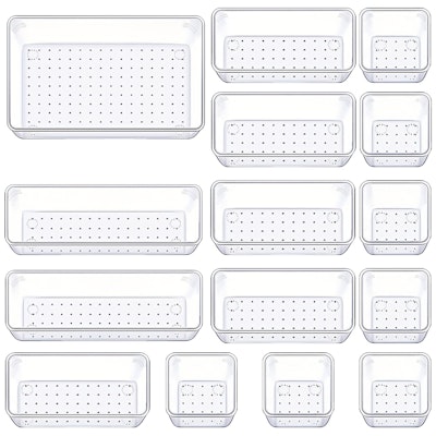 15-Piece Clear Plastic Drawer Organizer Set for $4.00 + free shipping w/ $25