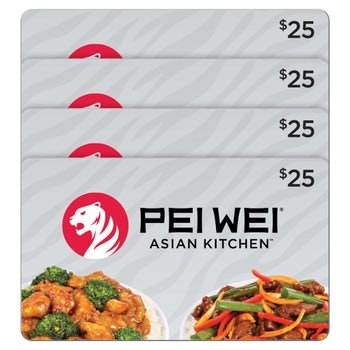 Four $25 Pei Wei Restaurant Gift Cards ($100 Value): $80