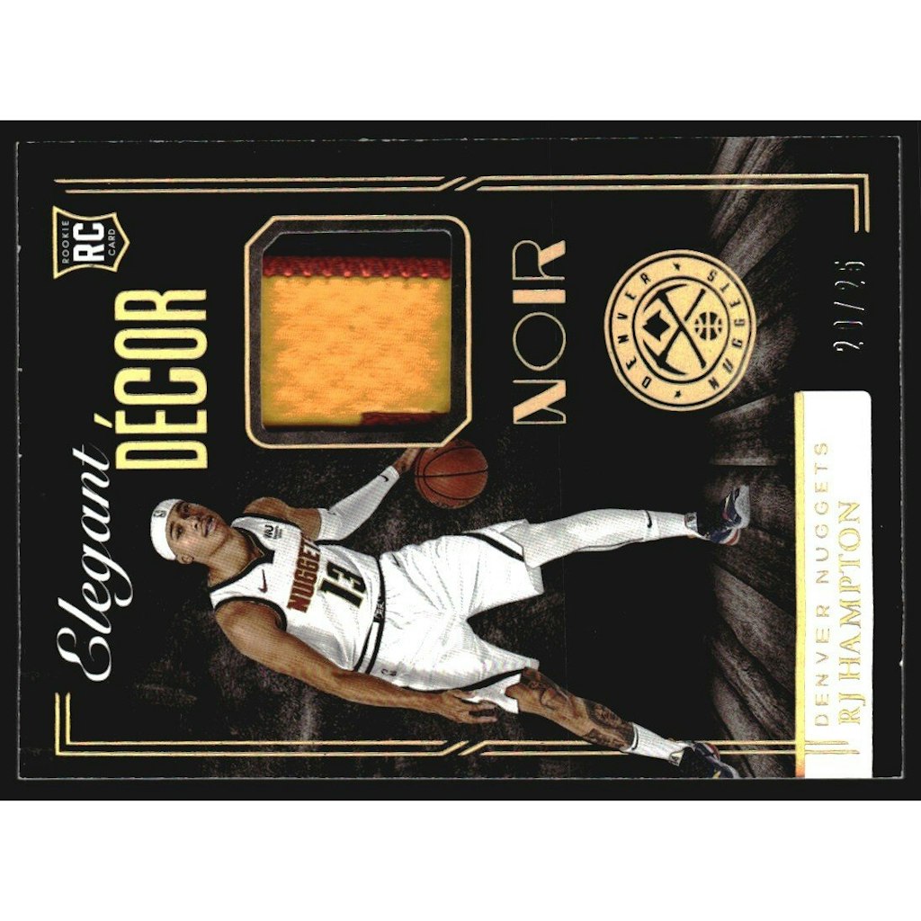 2020-21 Panini Noir Elegant Decor RJ Hampton Rookie Prime Jersey Card: $22.50 2020-21 Panini Noir Elegant Decor RJ Hampton Rookie Prime Jersey Card: $22.50