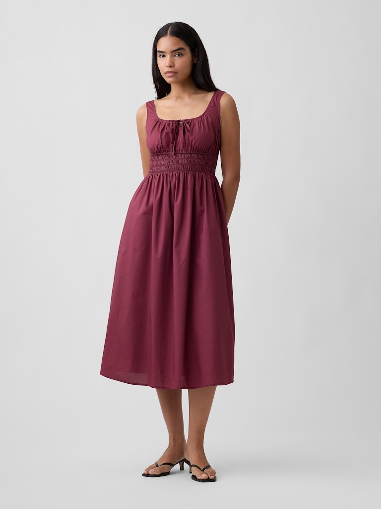 Smocked Tie-Front Midi Dress: $54.99