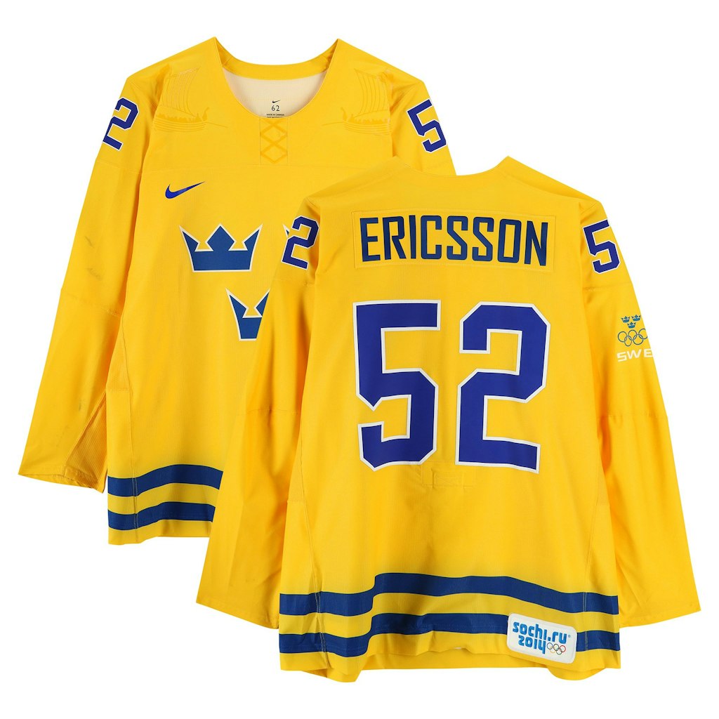 Jonathan Ericsson Team Sweden 2014 Olympic Game-Used Jersey: $1,999.99 Jonathan Ericsson Team Sweden 2014 Olympic Game-Used Jersey: $1,999.99