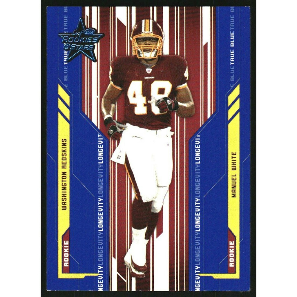2005 Leaf Rookies and Stars Longevity Manuel White True Blue Parallel Card: $12 2005 Leaf Rookies and Stars Longevity Manuel White True Blue Parallel Card: $12